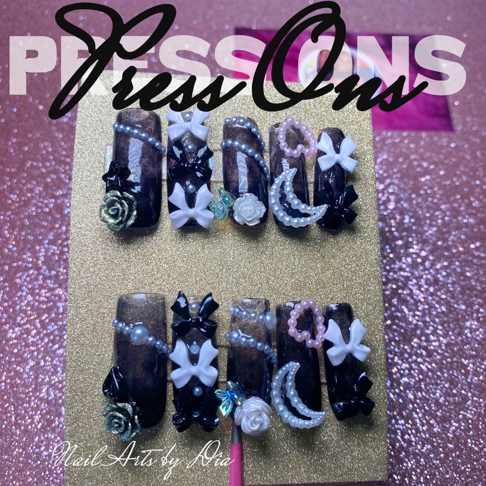 Black and White Press-On Nails